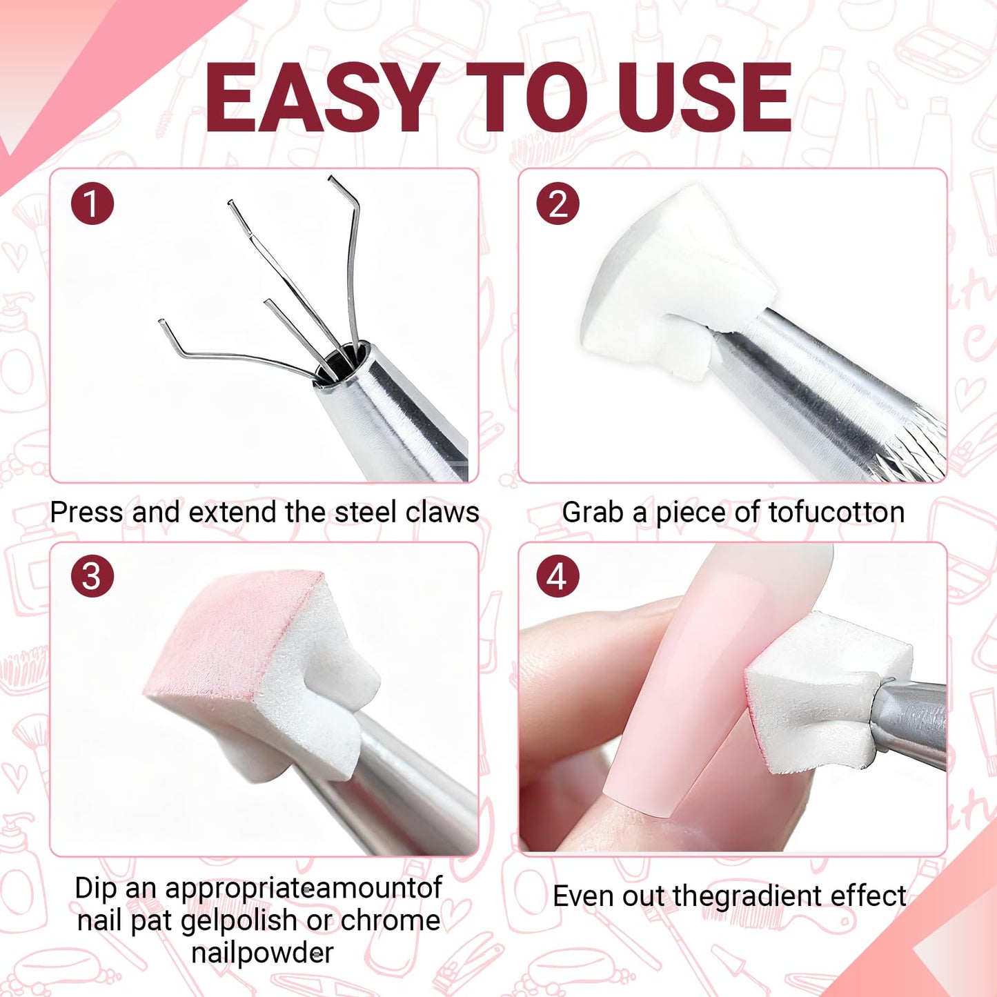 Professional nail technician using sponge tool for ombre design