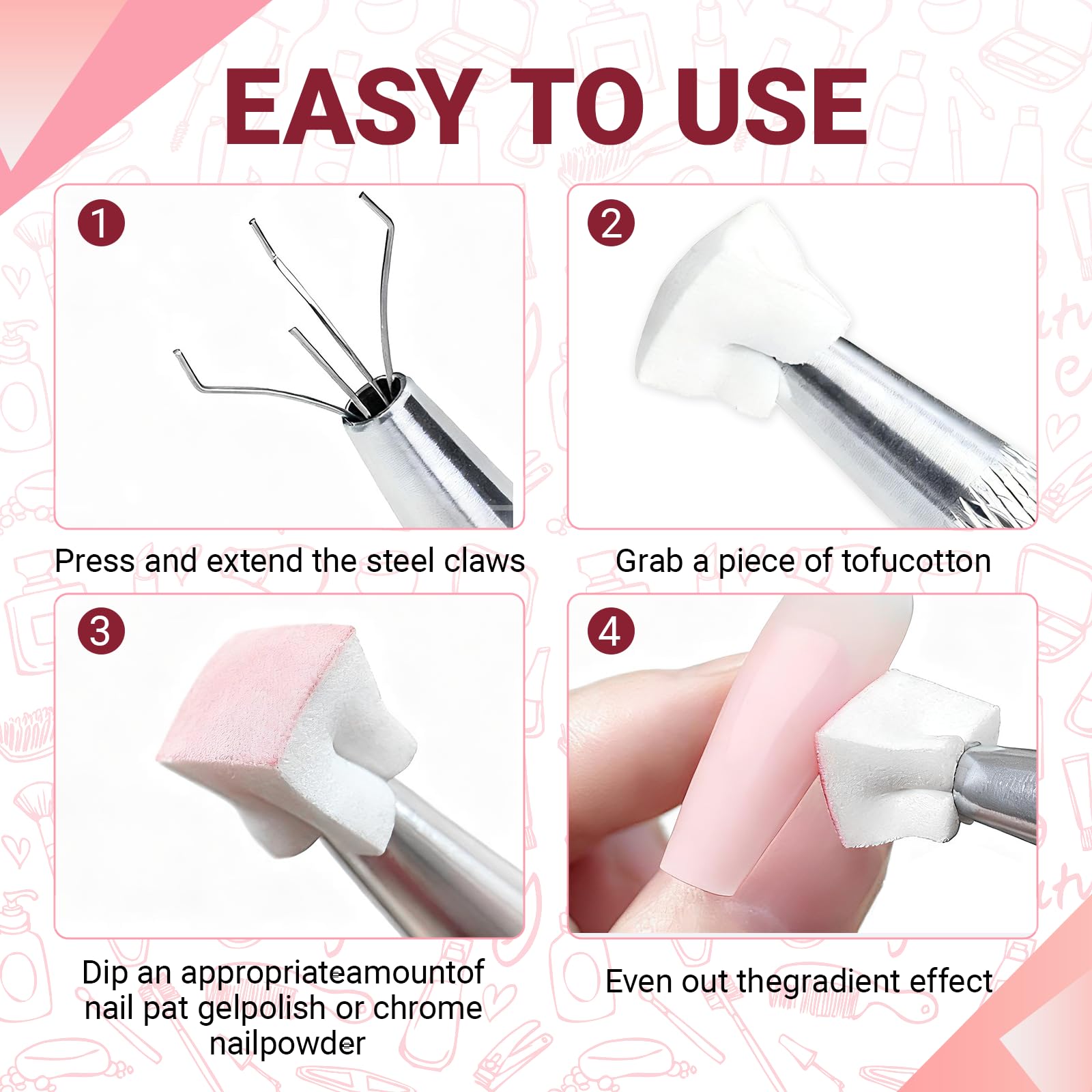 Professional nail technician using sponge tool for ombre design