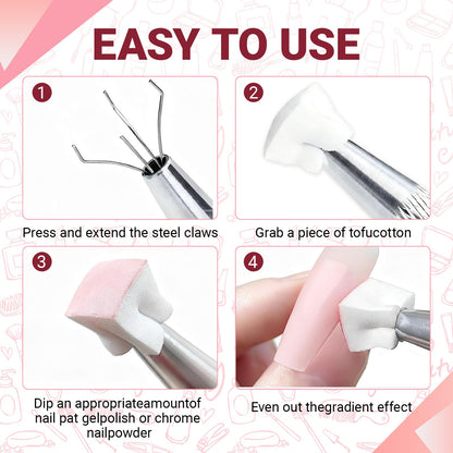Professional nail technician using sponge tool for ombre design