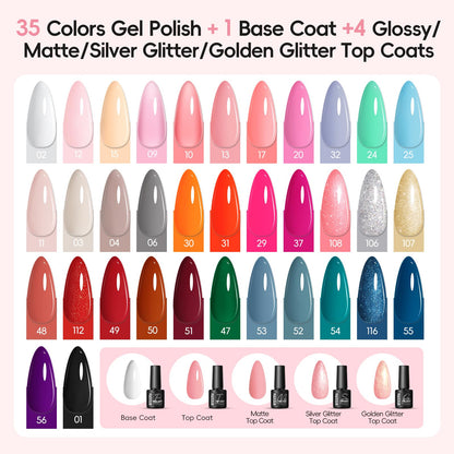 Peacecolor 35 color gel polish bottles arrangement