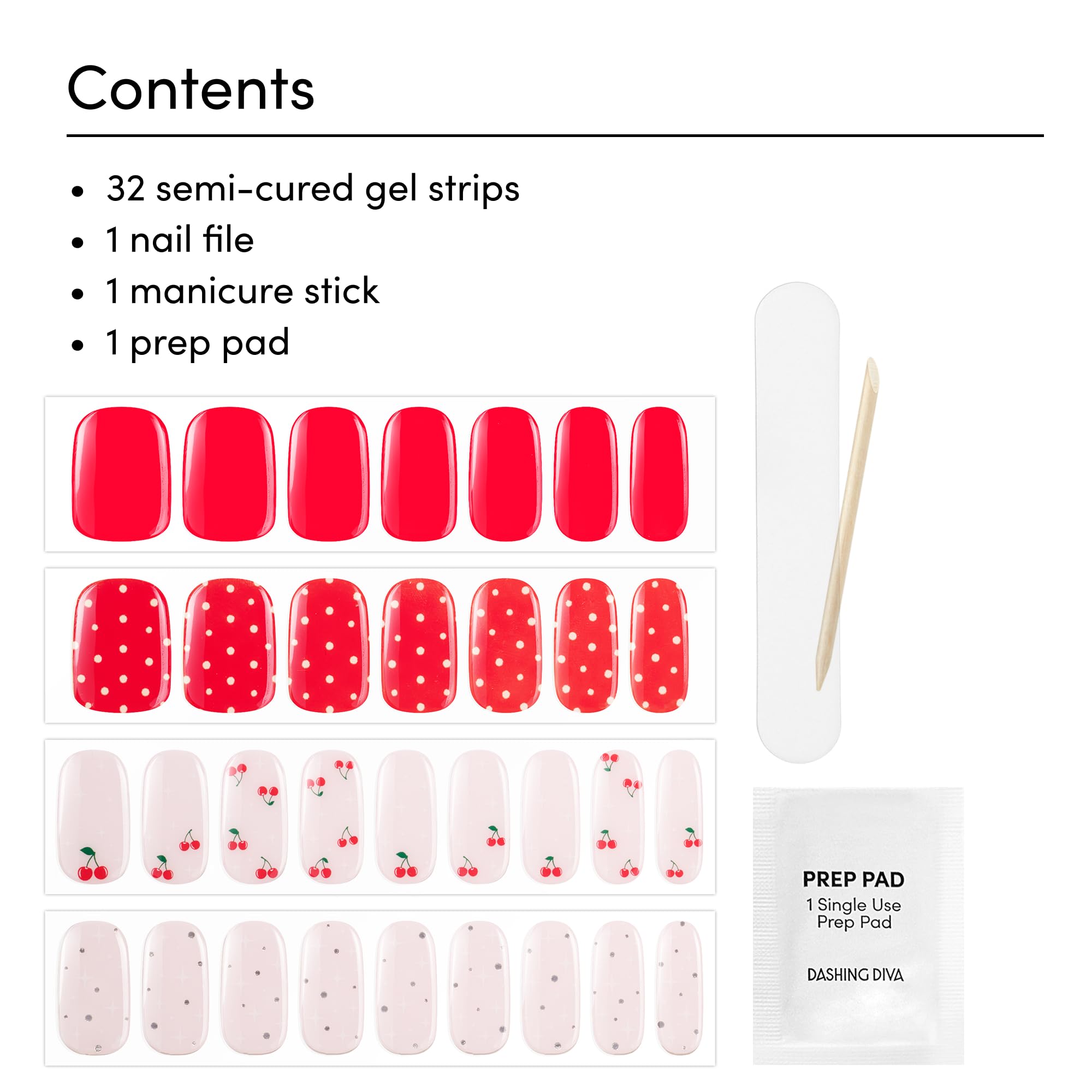 Close up of Dashing Diva Glaze strawberry nail design