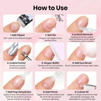 Demonstration of nail prep liquids applied on a hand