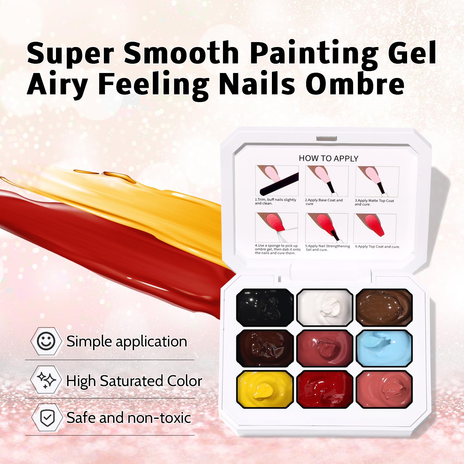 Karroy nail art kit including sponges and blending brushes
