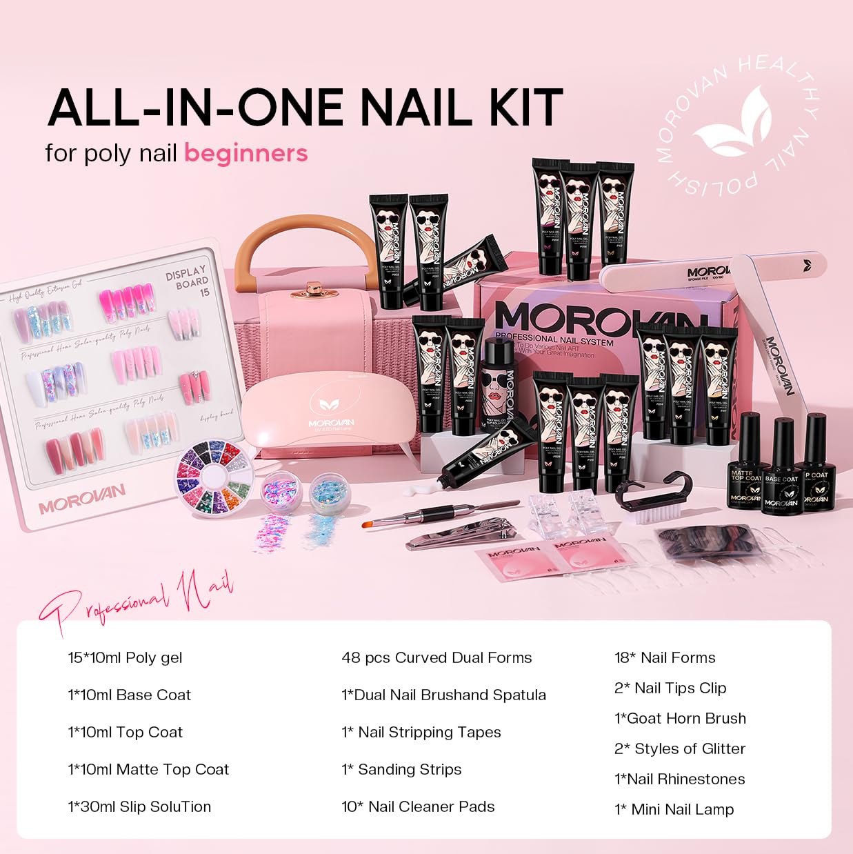 Complete poly gel nail extension starter set tools