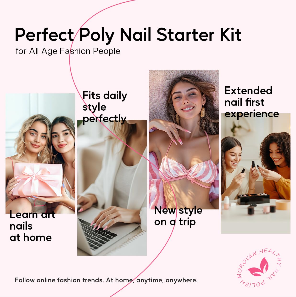 Detailed view of nail art tools included in poly gel kit