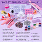 Sweet Trend acrylic nail kit open box showing ultra-fine powders and glitter jars