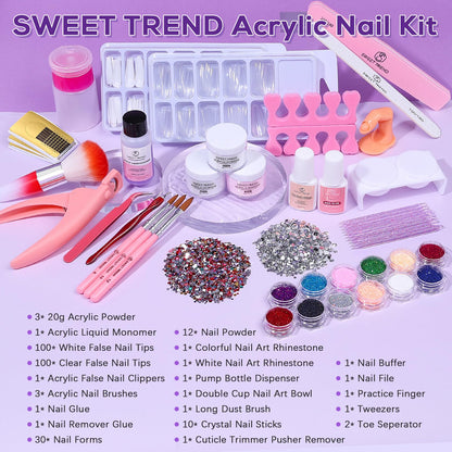 Detailed view of the 600 assorted nail tips included in the Sweet Trend kit