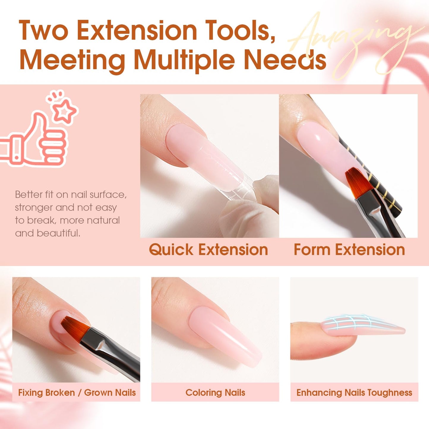 Application demonstration of Rosalind poly gel on natural nails