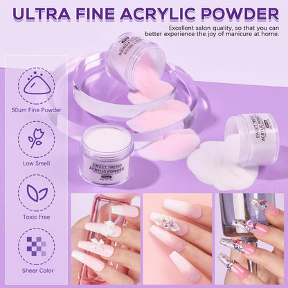 Acrylic powders and monomer liquid from the professional nail starter set