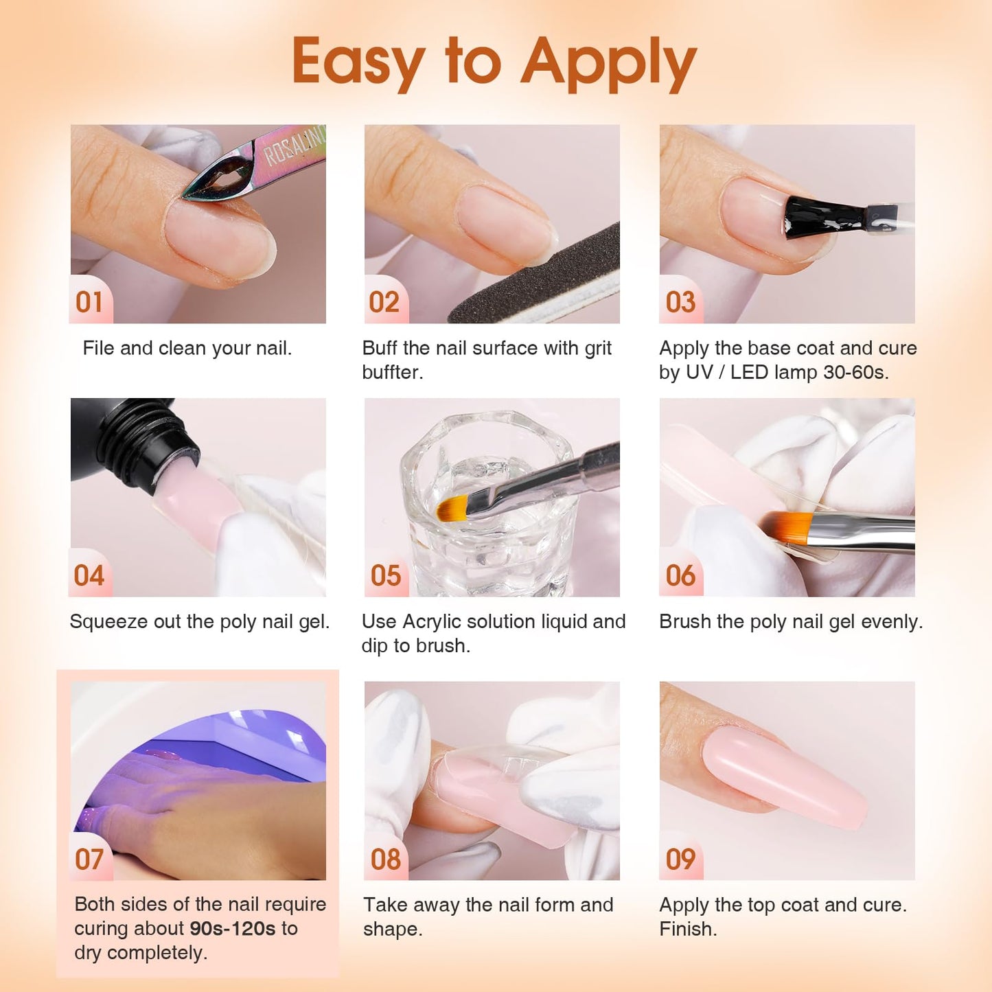 Complete set of Rosalind poly nail gel kit packaging and contents