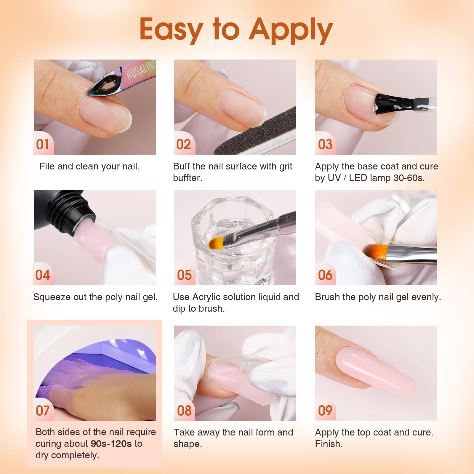 Complete set of Rosalind poly nail gel kit packaging and contents