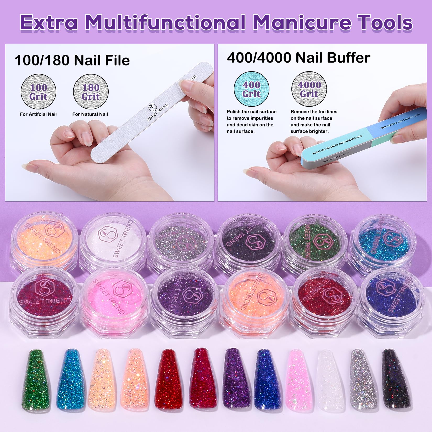 Close up of professional manicure tools provided in the acrylic nail set