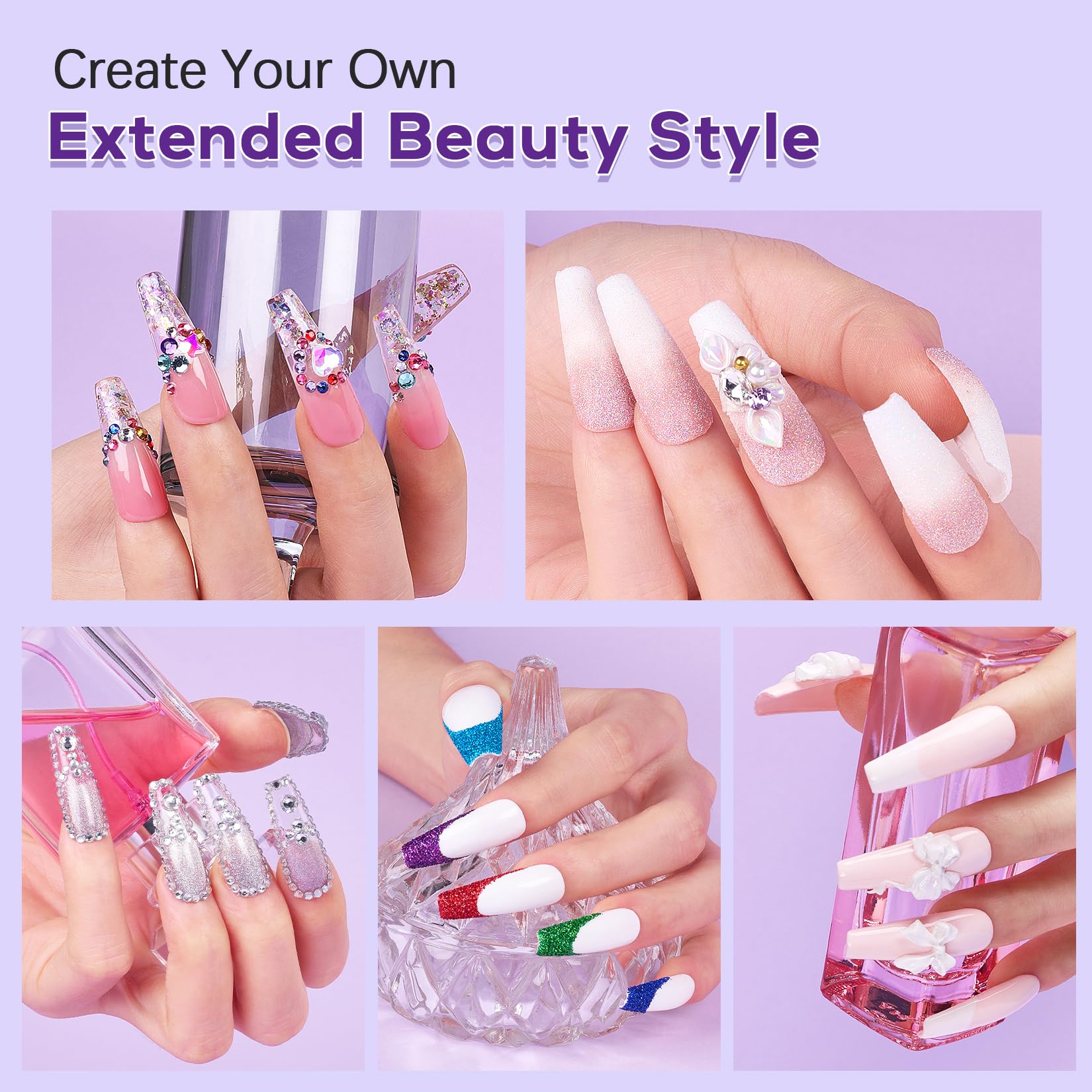 Applying acrylic nails at home with the professional Sweet Trend kit