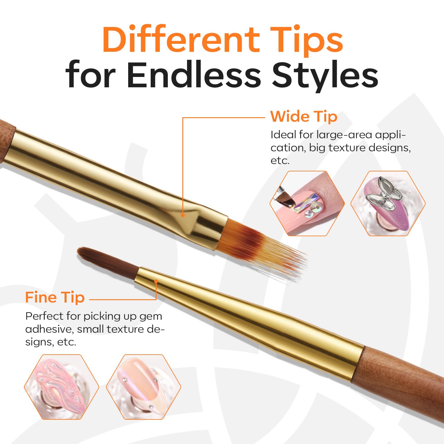 Dual-ended nail art brush included in Modelones kit