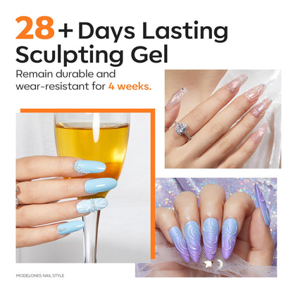 Example of 3D embossed flower nail art using Modelones gel