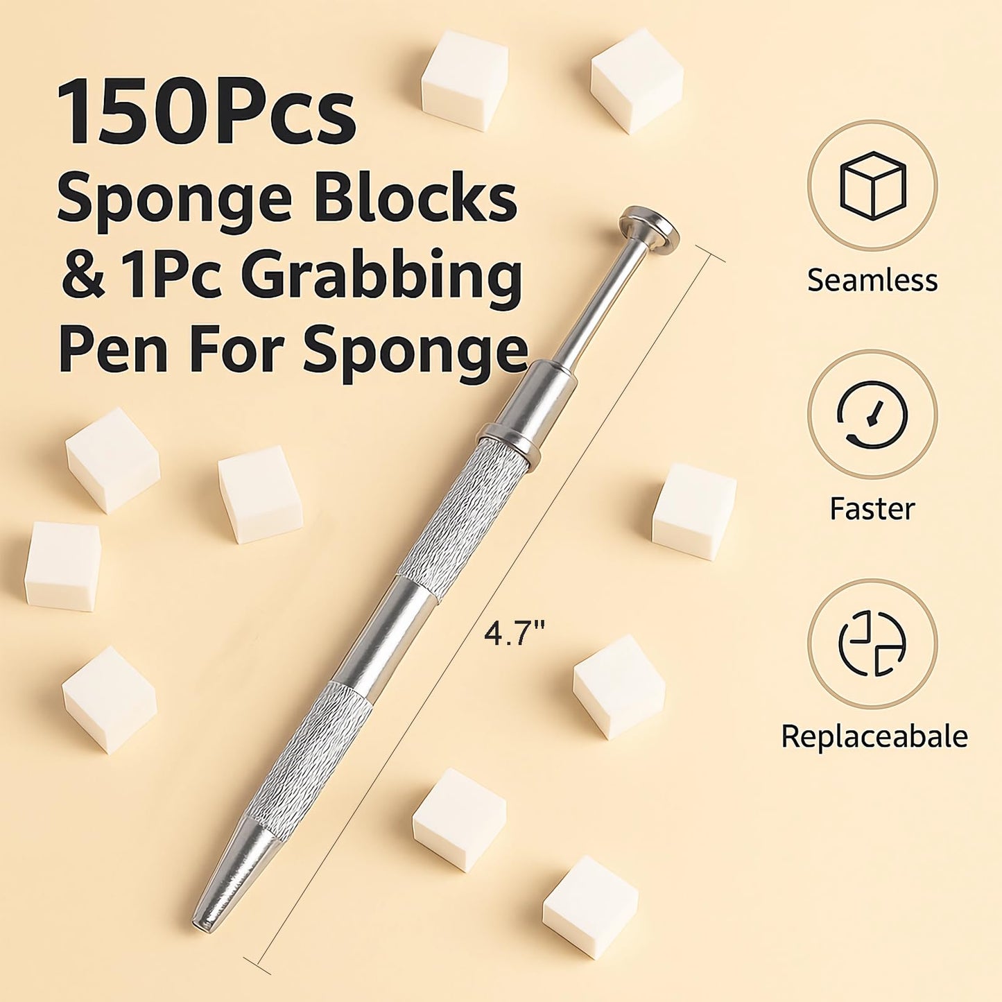 Stainless steel nail art grab pen holding a gradient sponge