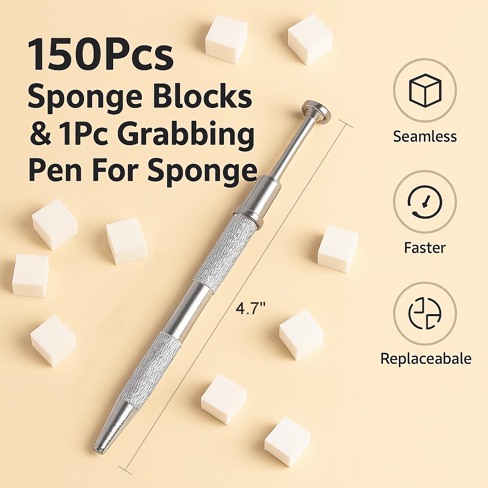 Stainless steel nail art grab pen holding a gradient sponge