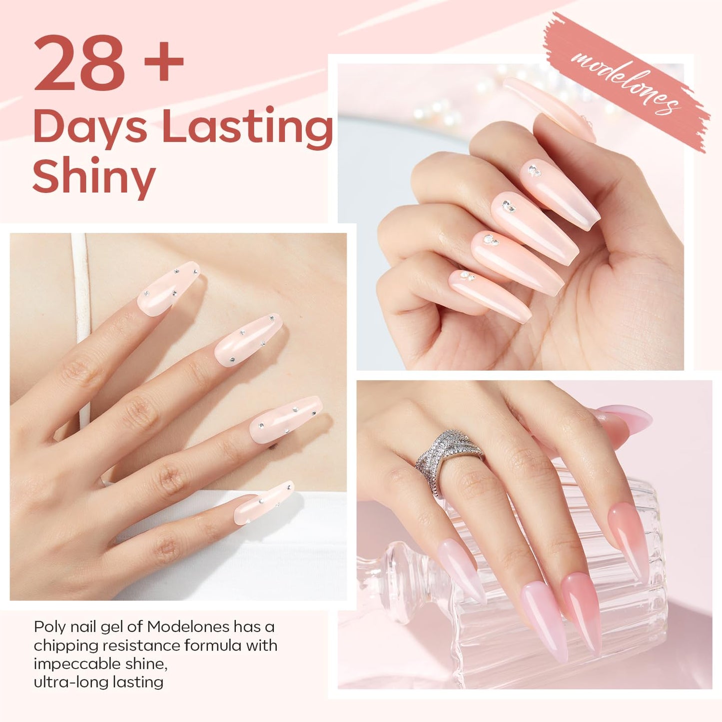 Full collection of Modelones 6 color poly nail extension kit