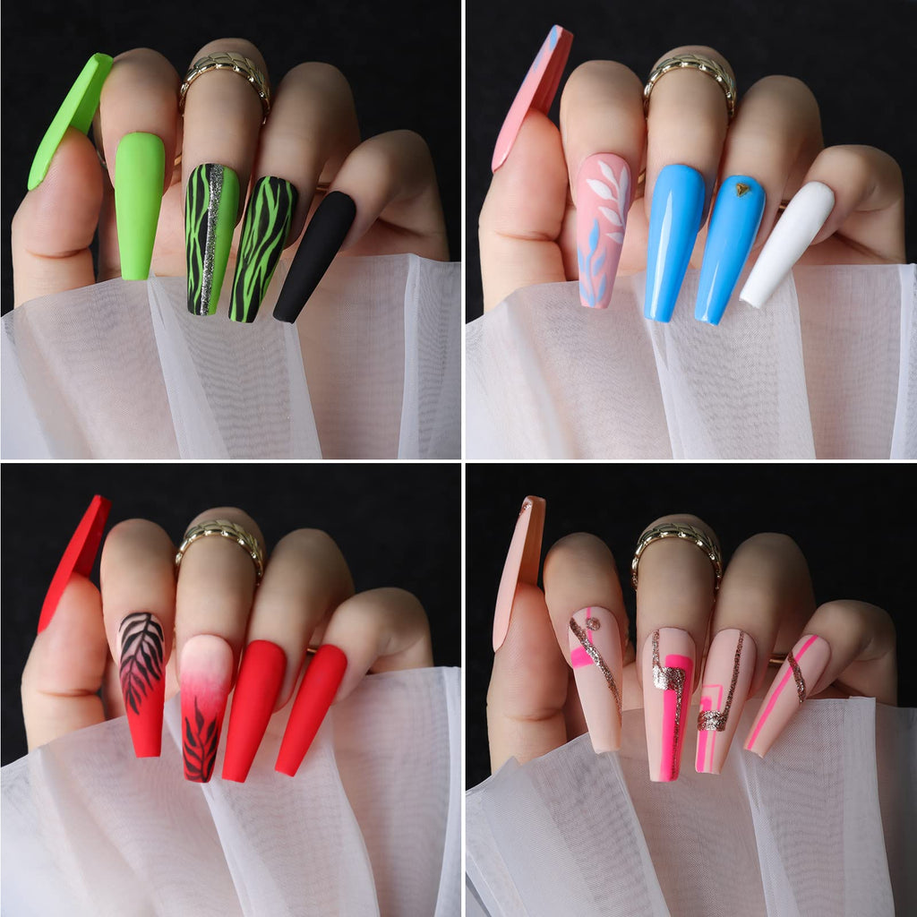 Magnetic practice stands used for holding press-on nails.