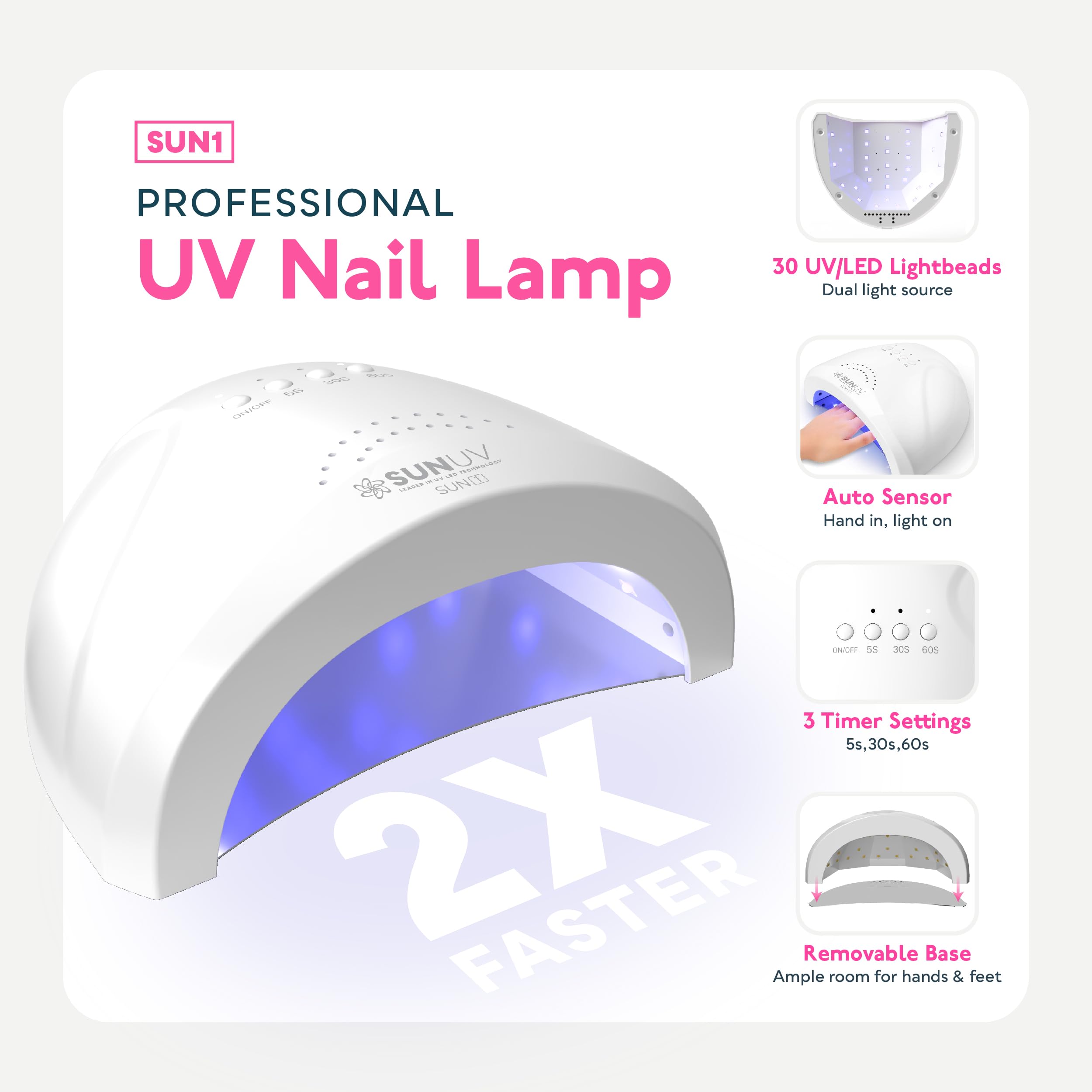 Sunuv 23 piece gel manicure kit components and tools