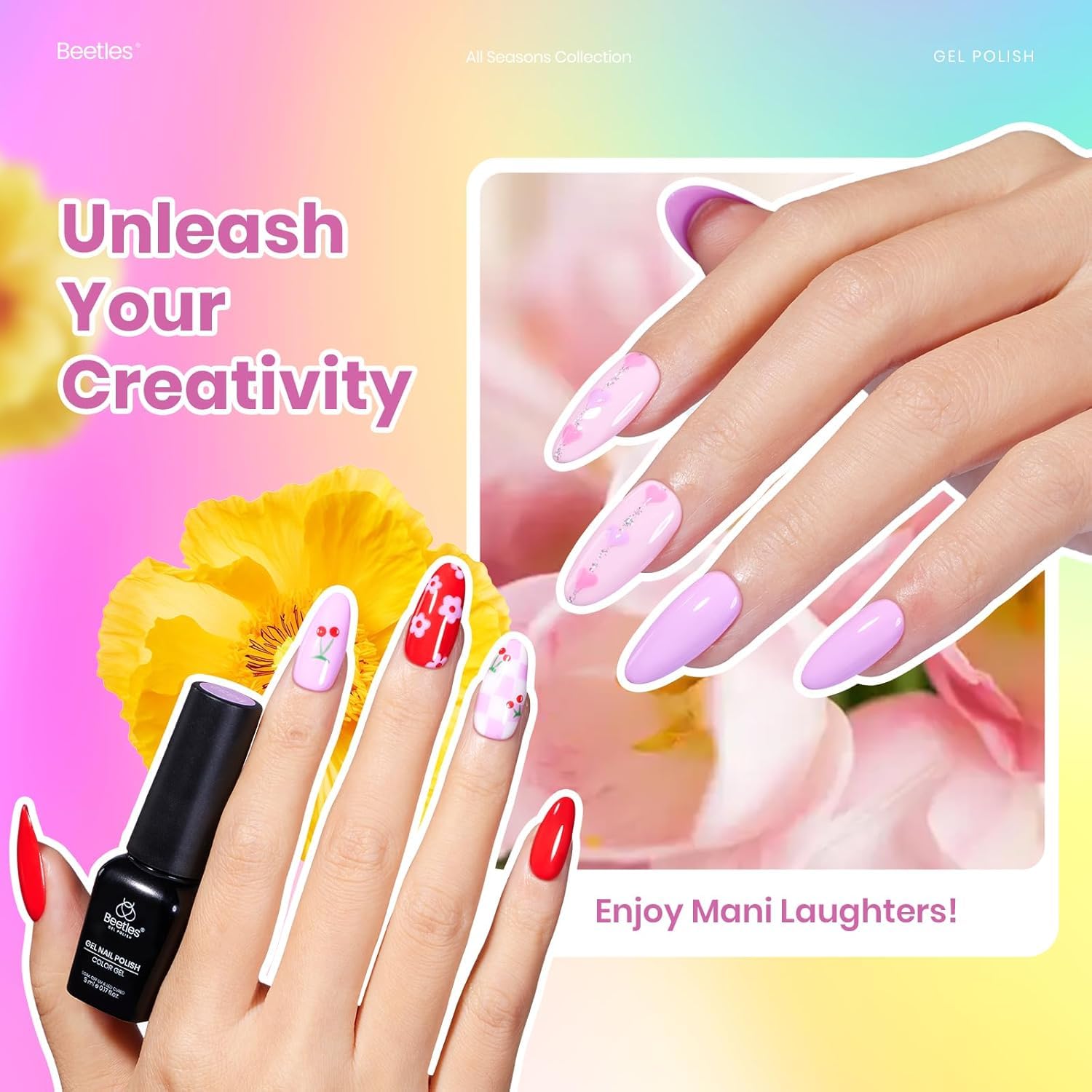 Beetles gel polish collection with glossy and matte top coats