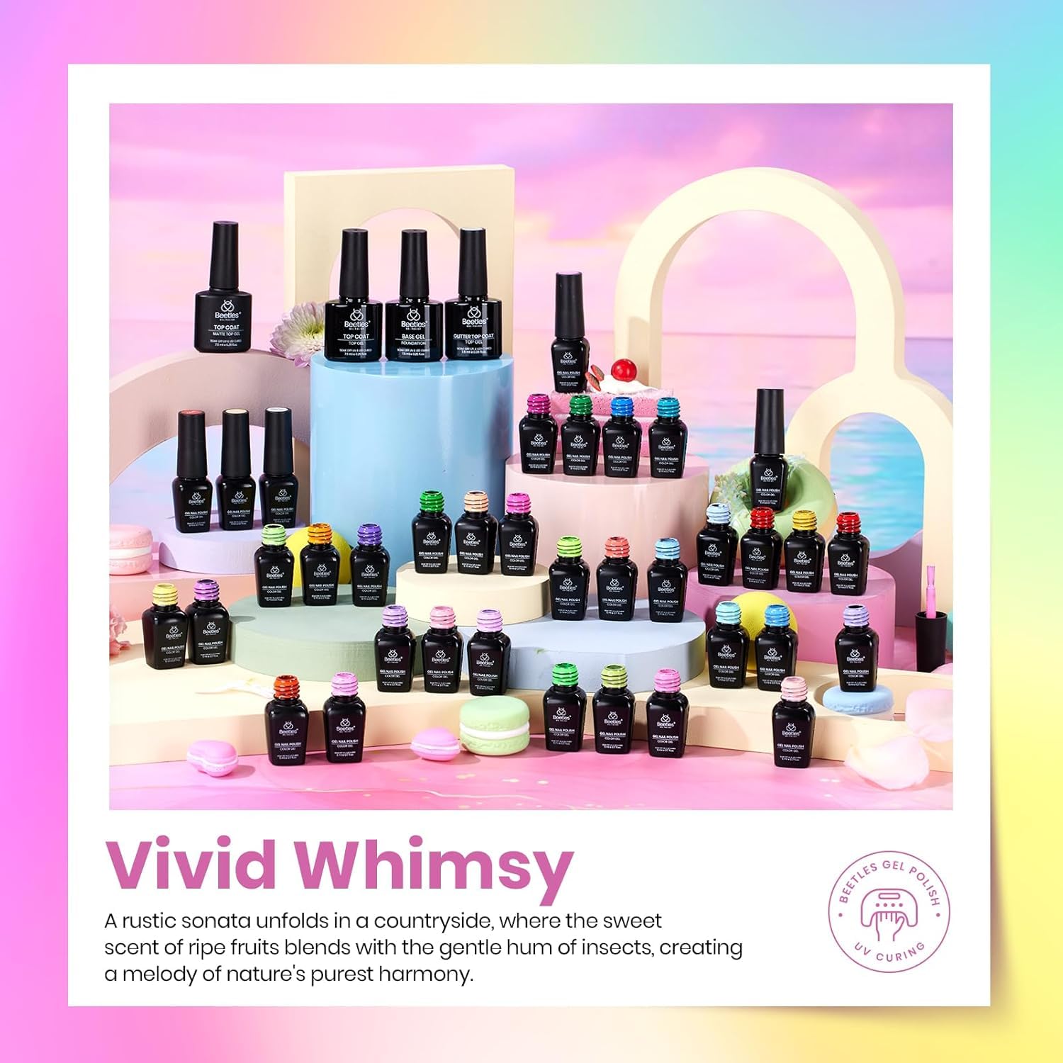 Top view of the full Beetles gel polish nail kit packaging