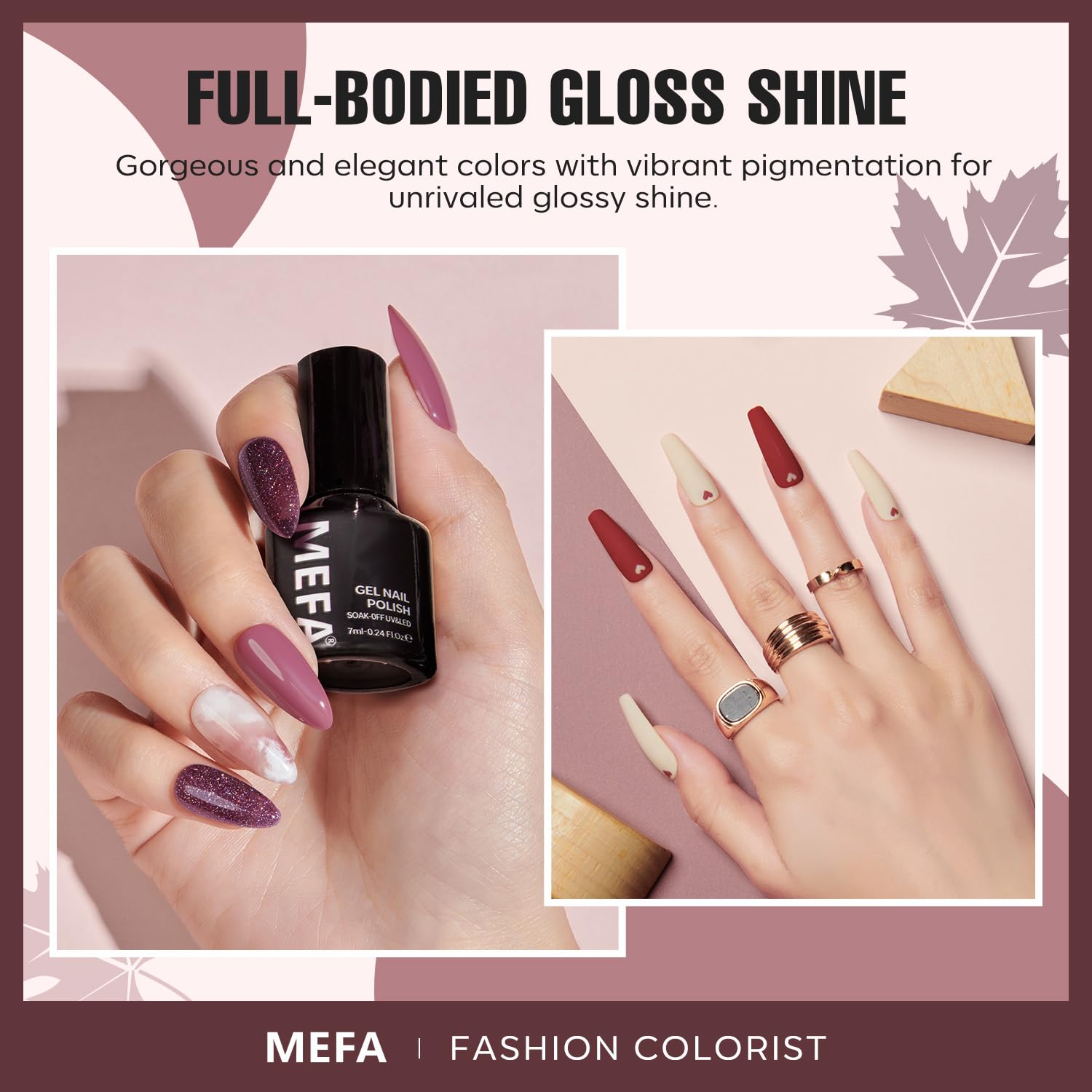 Swatches of Mefa fall collection gel polish shades