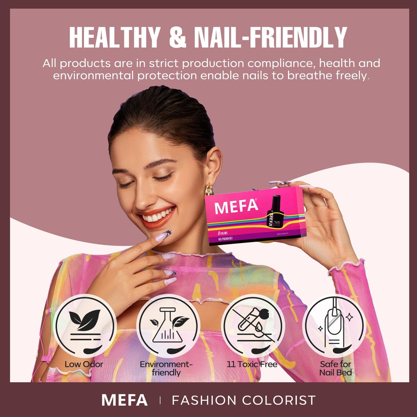 Detailed label of Mefa 7 milliliter gel polish bottle