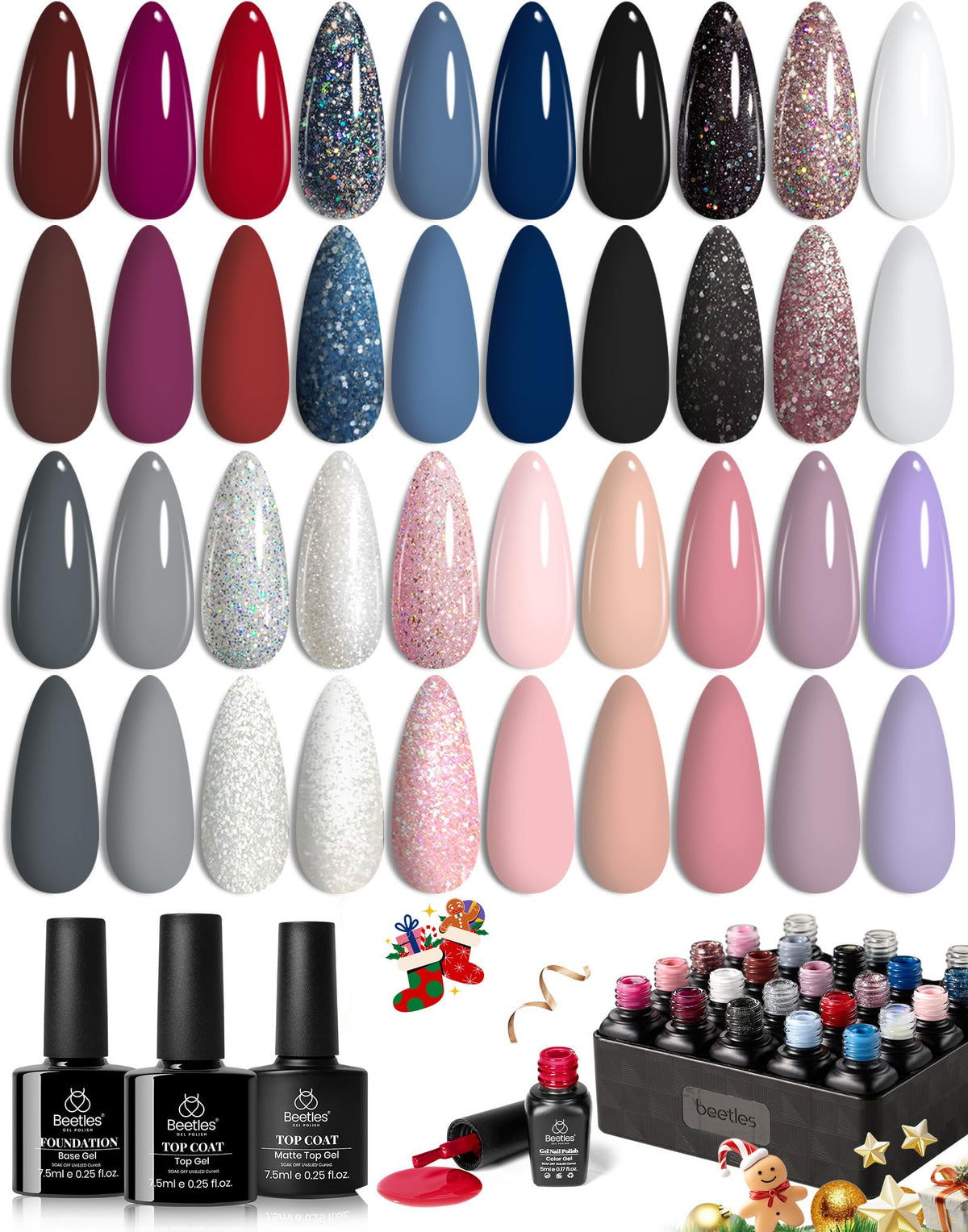 Top down view of Beetles gel nail polish mini color bottles