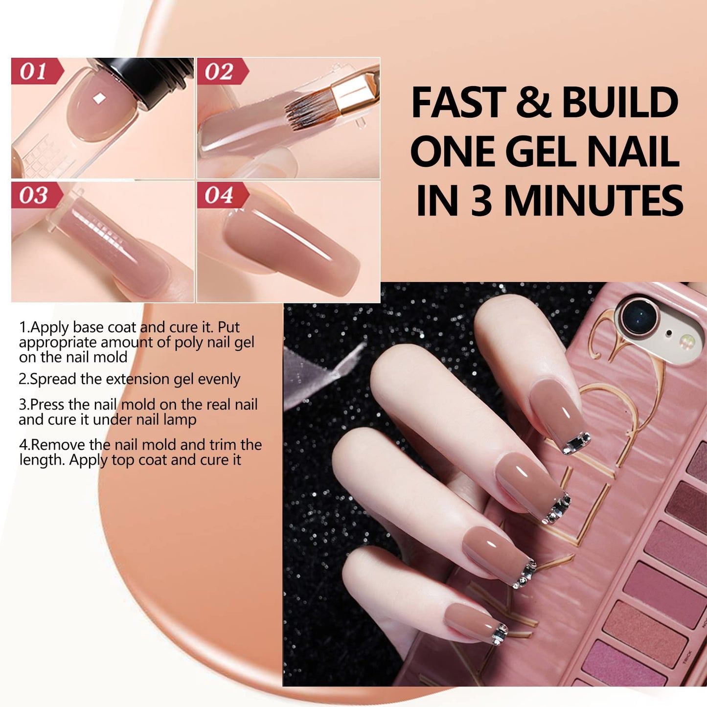 Wakaniya nail extension kit showing UV lamp and application tools.