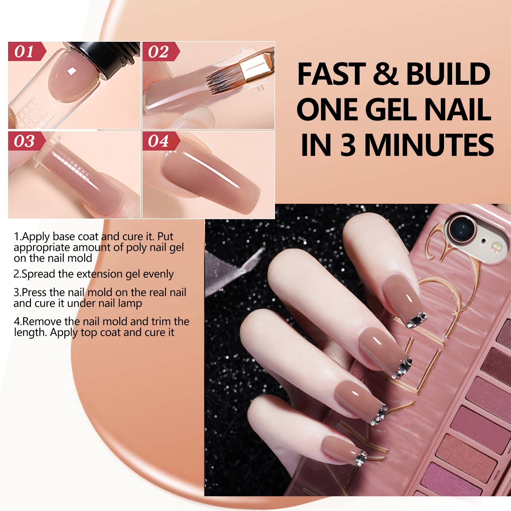Wakaniya nail extension kit showing UV lamp and application tools.