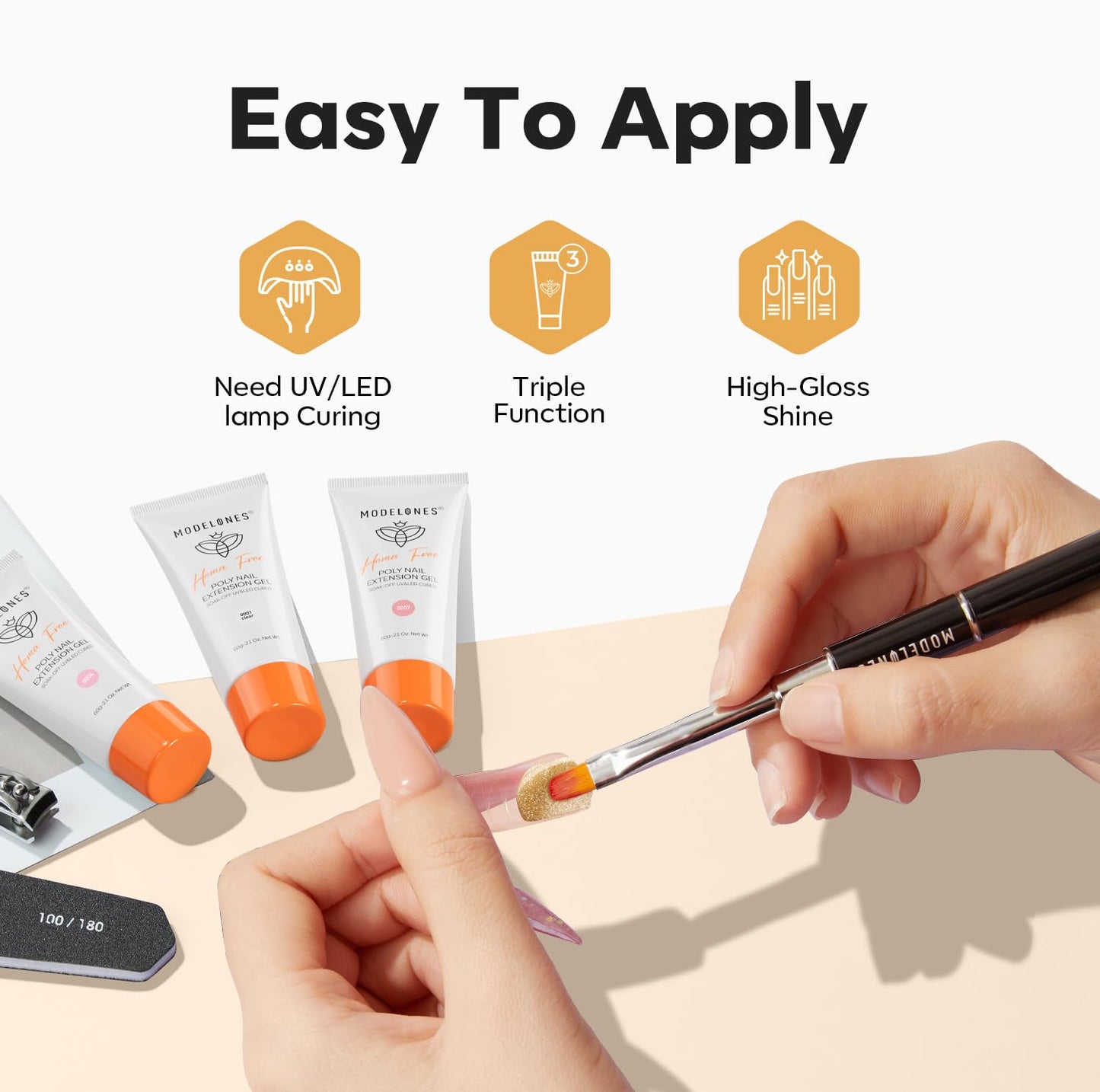 Professional nail overlay application with Modelones gel