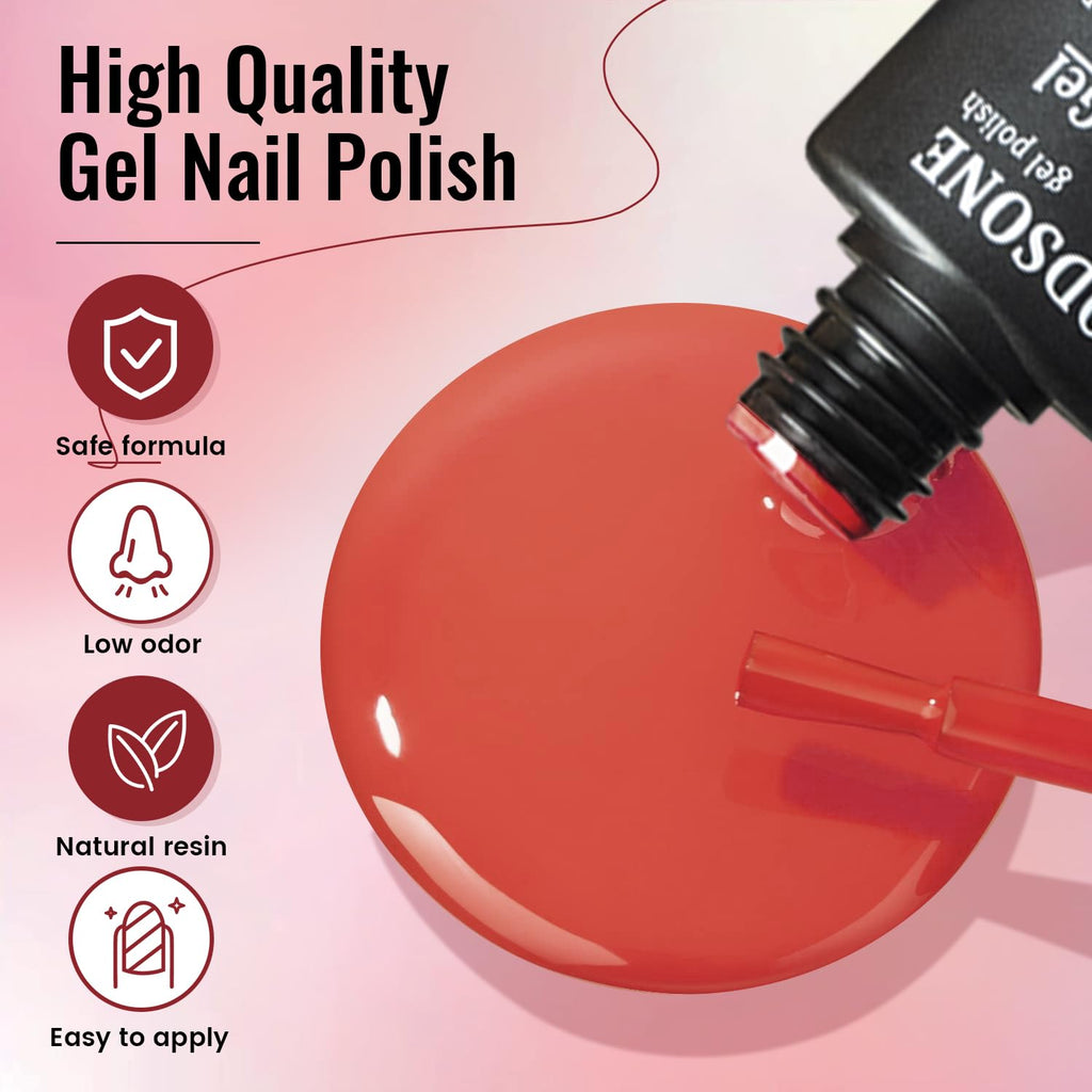 Swatch display showing glossy and matte finishes achieved with the Jodsone gel kit