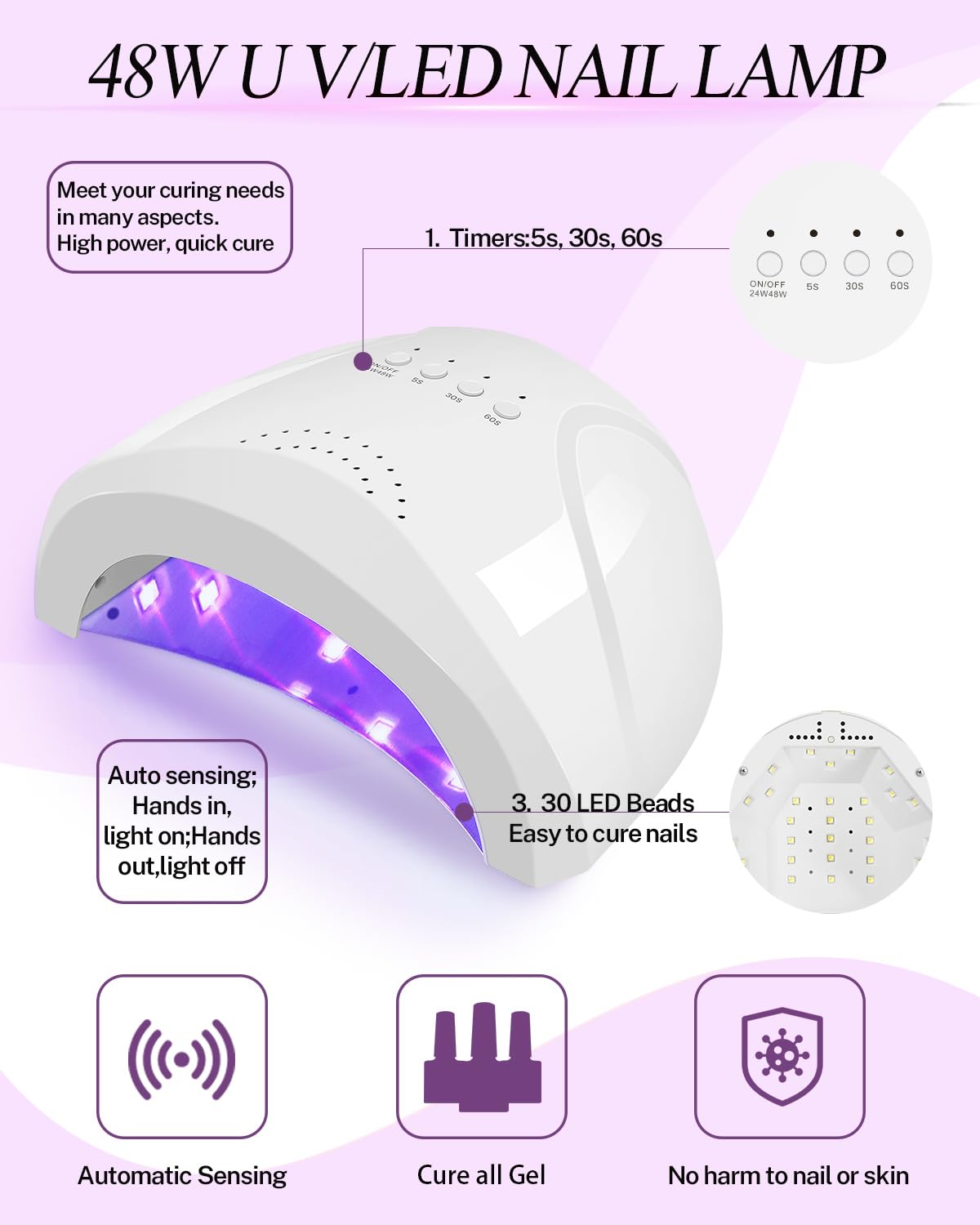 48W LED UV nail lamp included in Phoenixy manicure kit