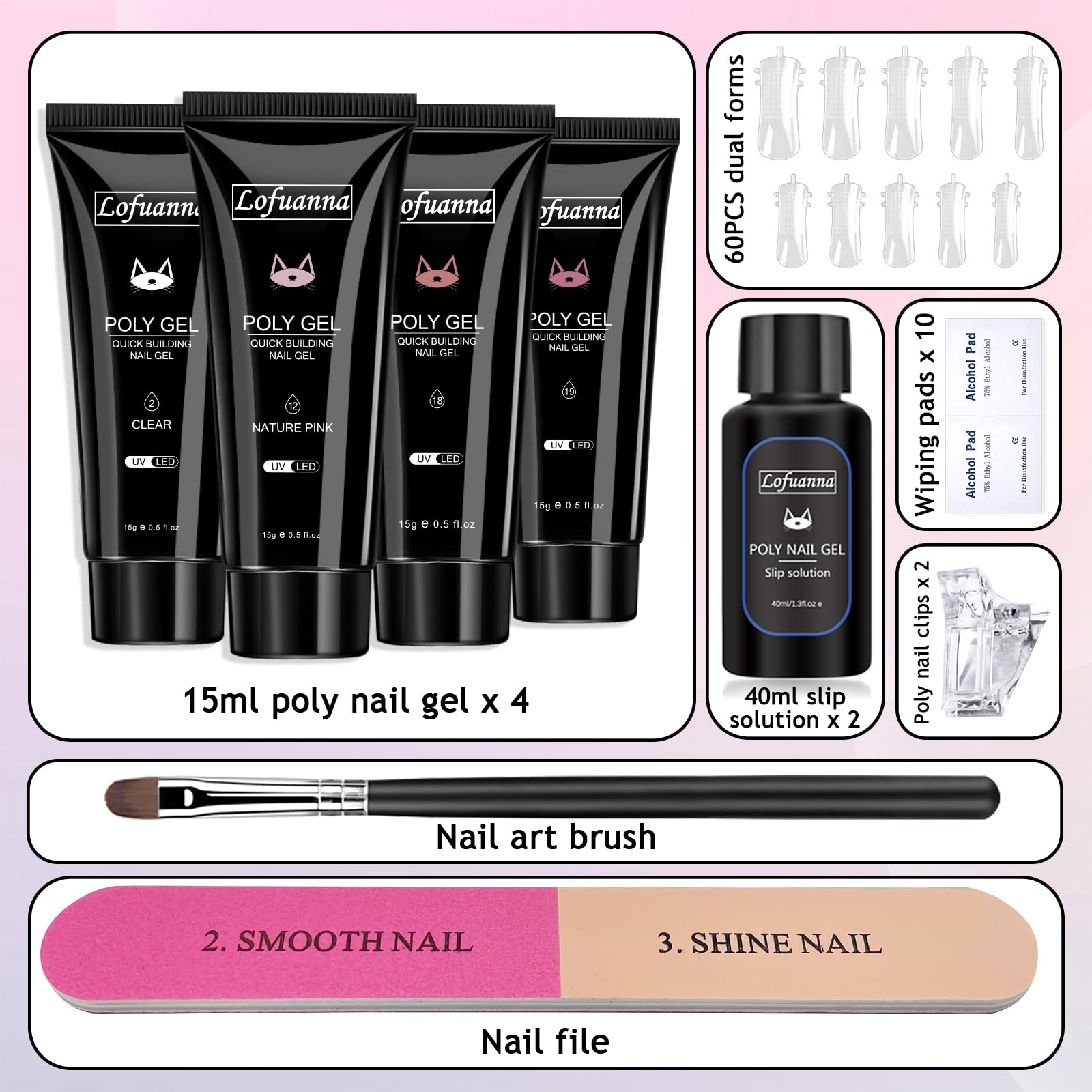 Lofuanna poly gel tubes and slip solution starter kit