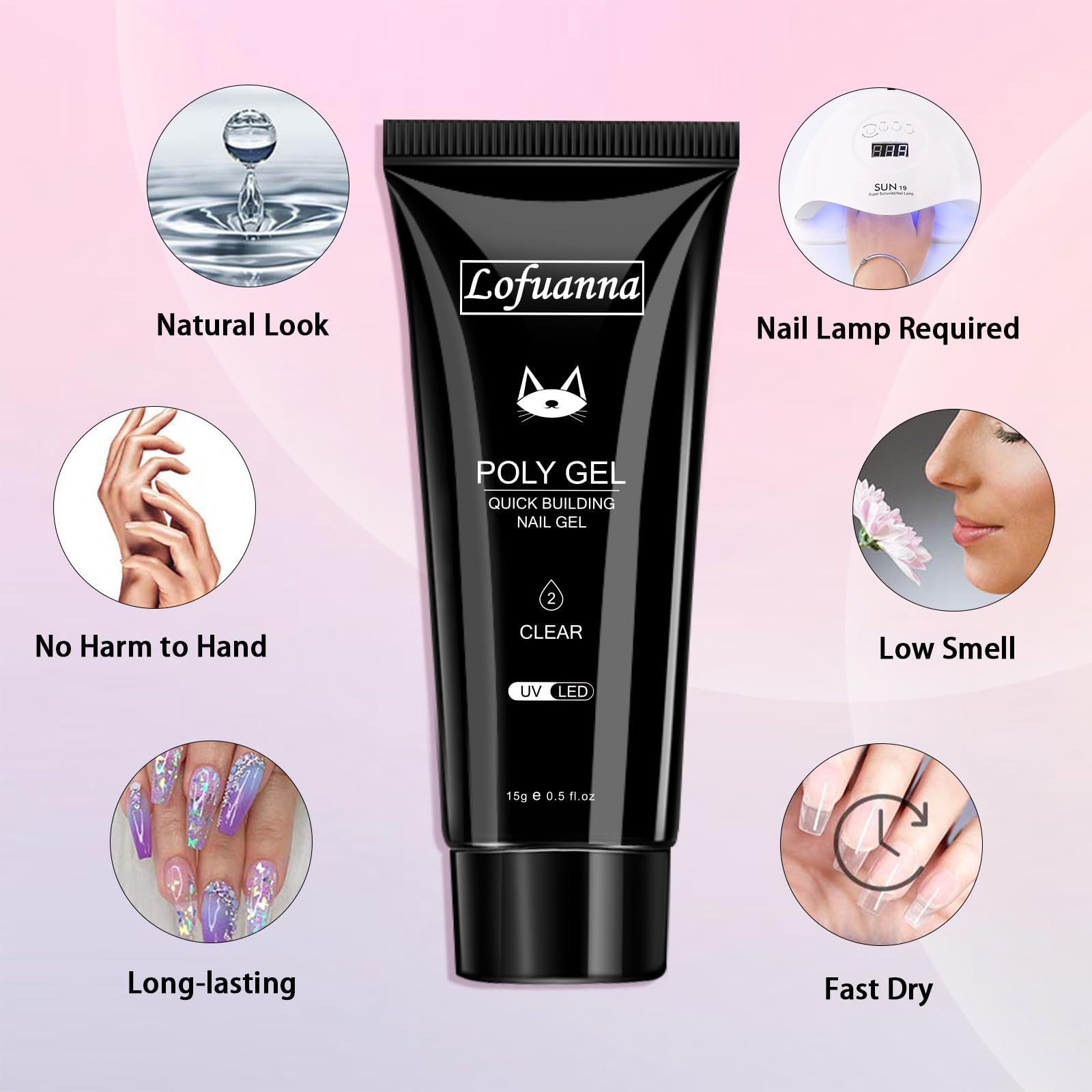 Lofuanna poly gel manicure application on nails
