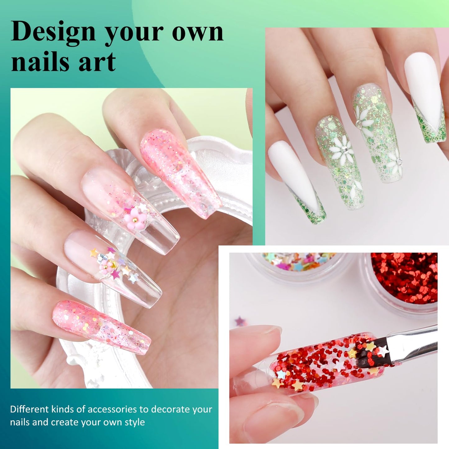Professional nail art created with Arousar poly gel kit