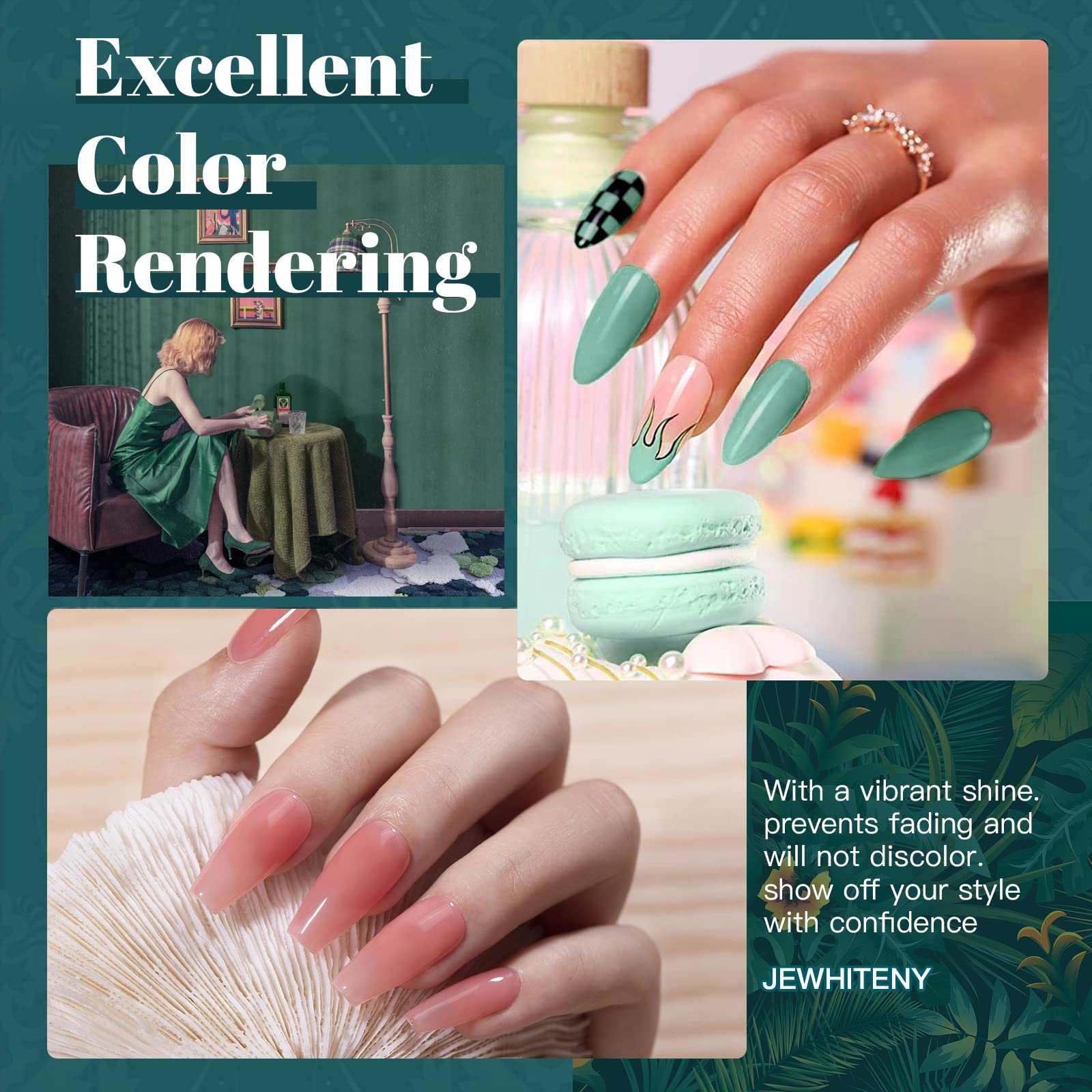 Professional nail art created with Jewhiteny kit