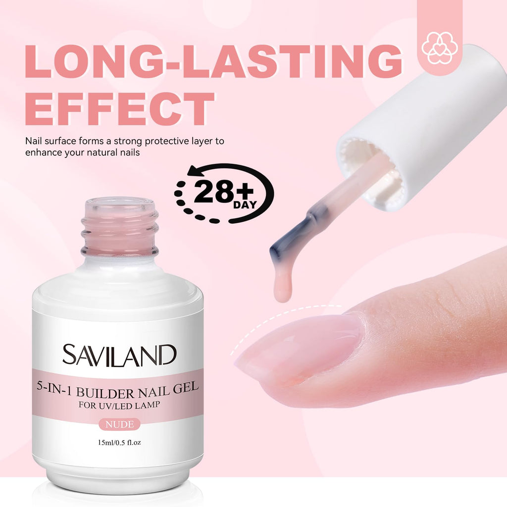 Saviland builder nail gel application brush and bottle detail