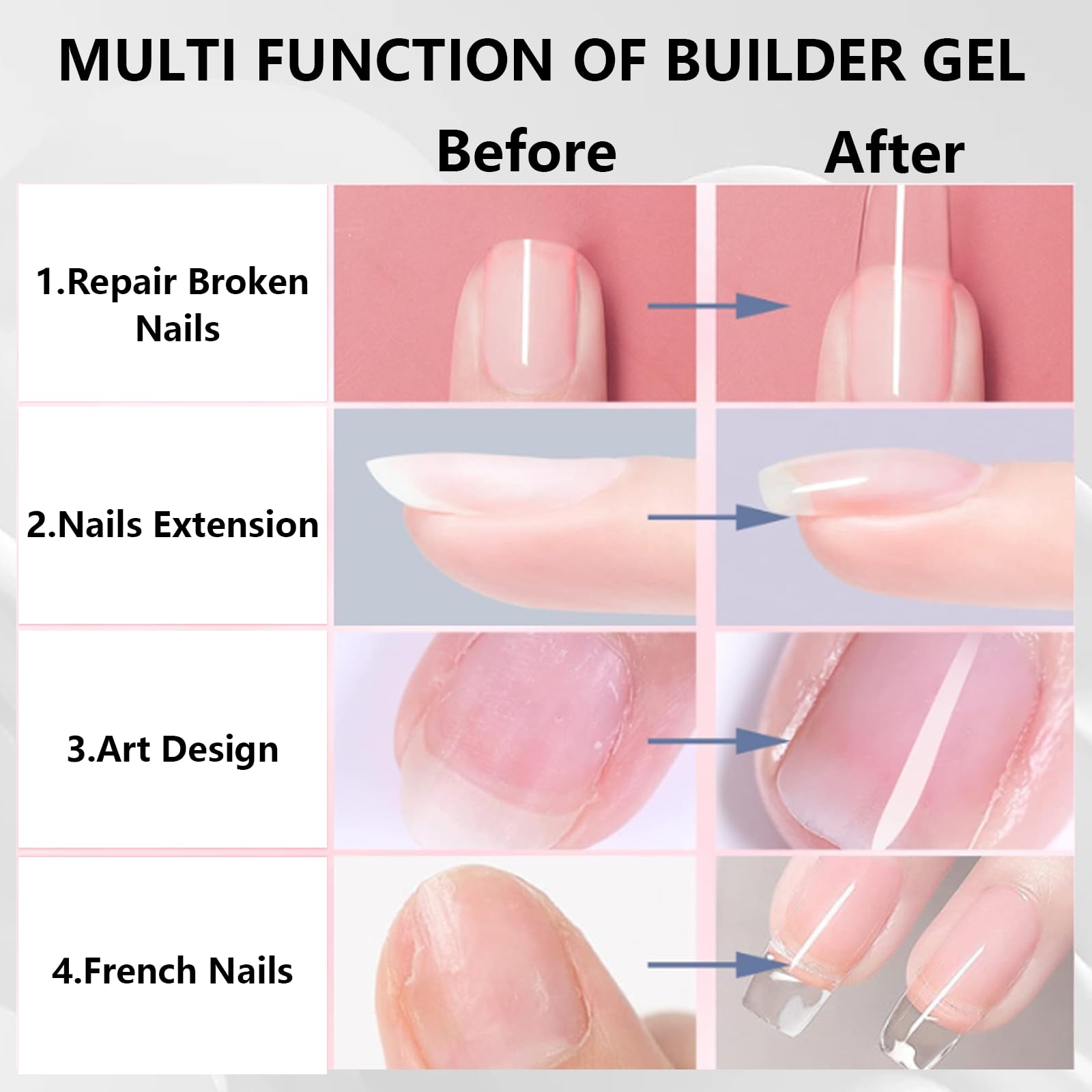 Modelones builder gel applied for nail extension