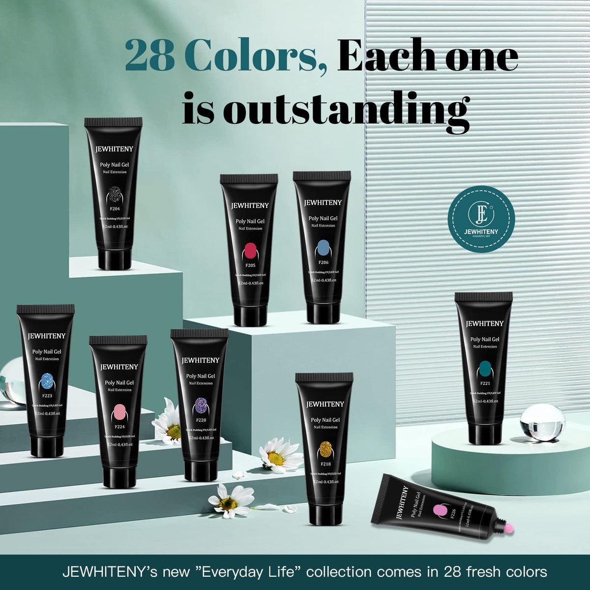 Complete all-in-one packaging contents of the Jewhiteny nail kit