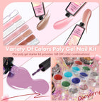 Cooserry poly gel color tubes arranged to display the shade variety