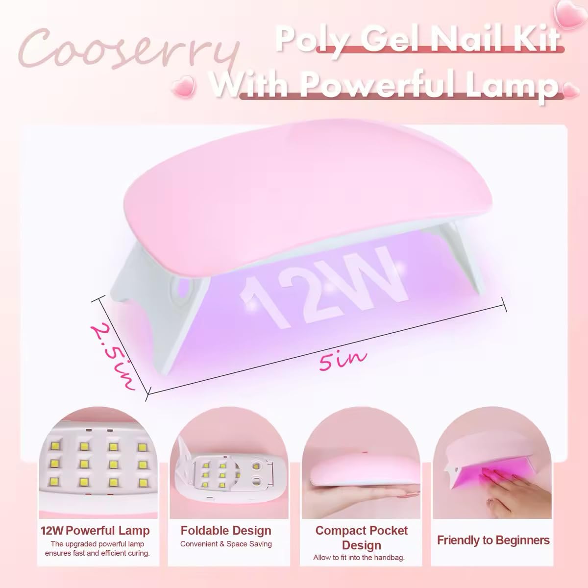 Close up of 7 colors included in Cooserry poly gel kit