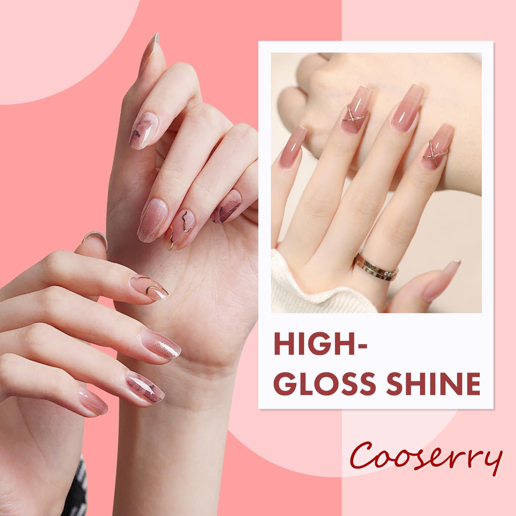 Cooserry poly gel nail kit slip solution and gel polish bottles