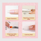 Kit components laid out for home nail art extension