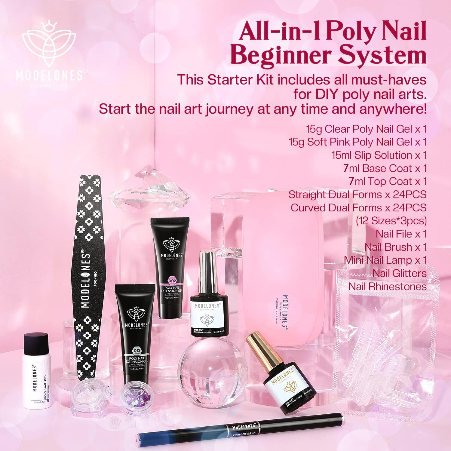 Modelones poly nail gel tubes and application tools