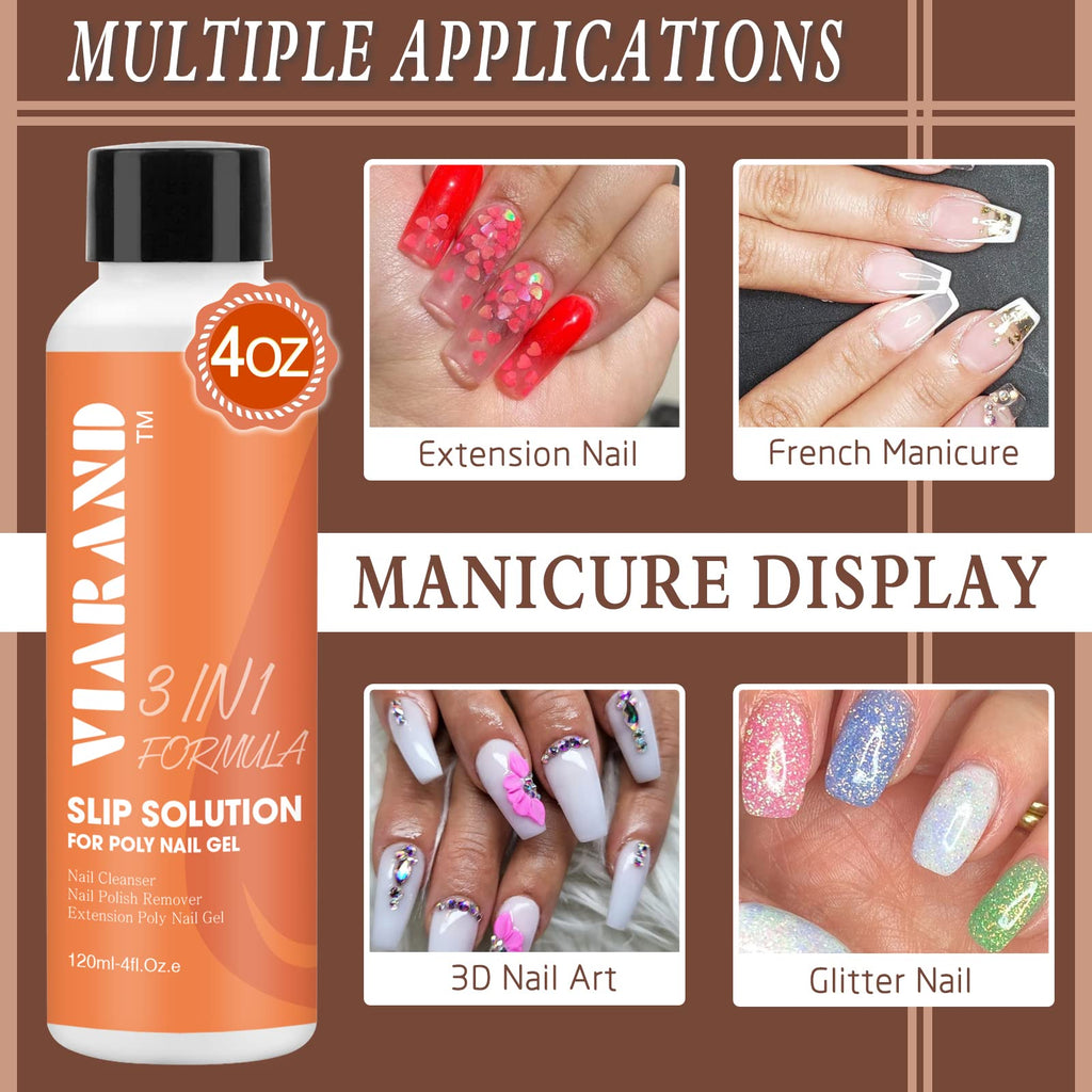 Viarand poly gel slip solution ready for DIY nail shaping