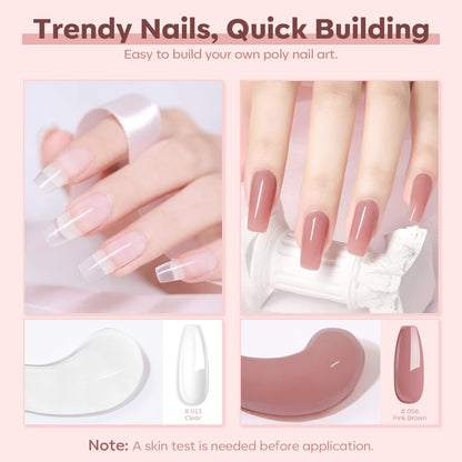 Close up of modelones builder gel tubes and applicator tools