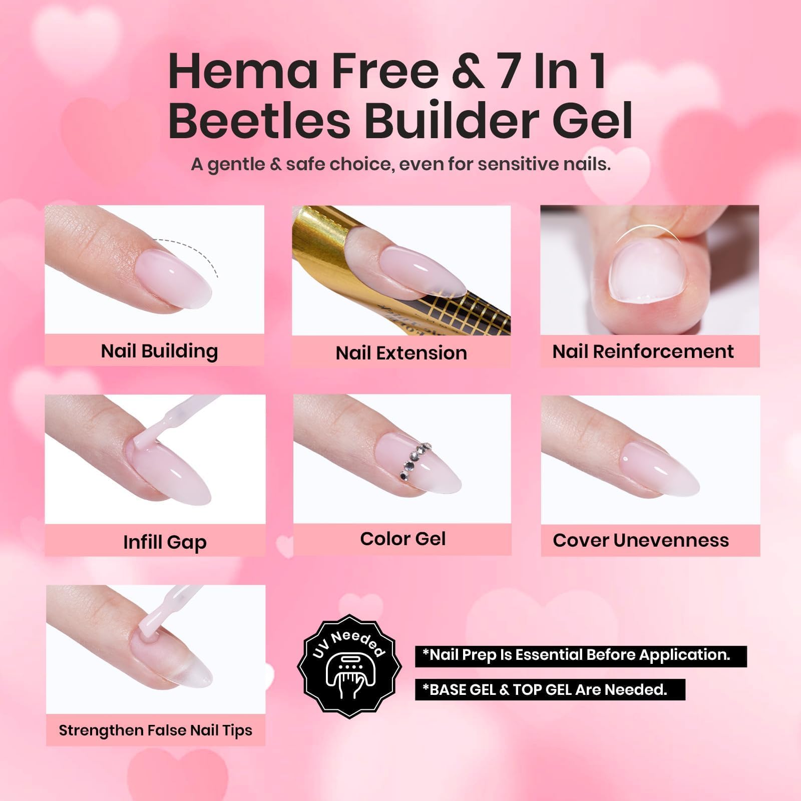 Beetles 7-in-1 nude shimmer builder gel bottles