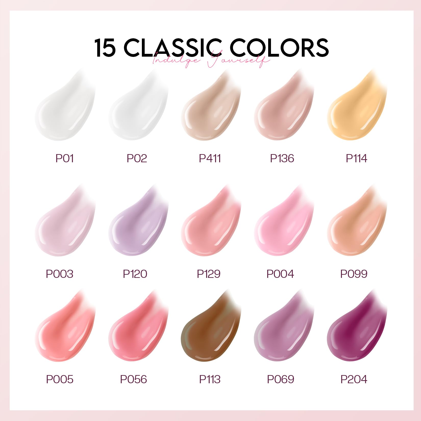 Selection of 15 vibrant poly gel colors for nail art